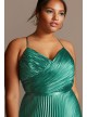 Accordion Pleat Satin A-Line Plus Size Dress Betsy and Adam A22739W