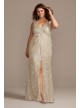 Allover Sequin Pleated Plus Size Gown with Slit  WBM1836W