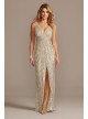 Allover Sequin Pleated V-Neck Gown with Slit  WBM1836