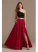Asymmetric Lace Crop Top and Satin Split Skirt Set  WBM1795RW