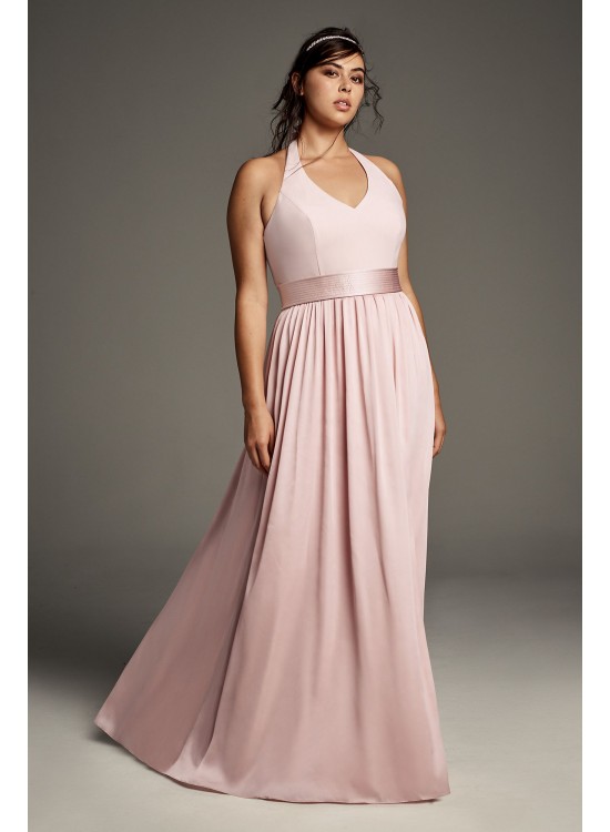 V Neck Halter Gown with Sash  VW360214