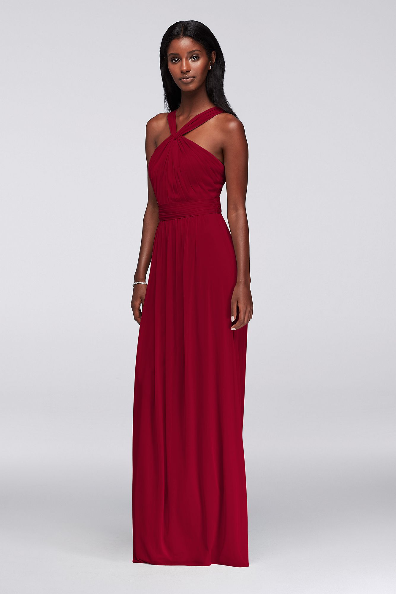 Y Neck Long Mesh Dress W11173